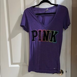 PINK Victoria's Secret Women's Purple V-Neck Top